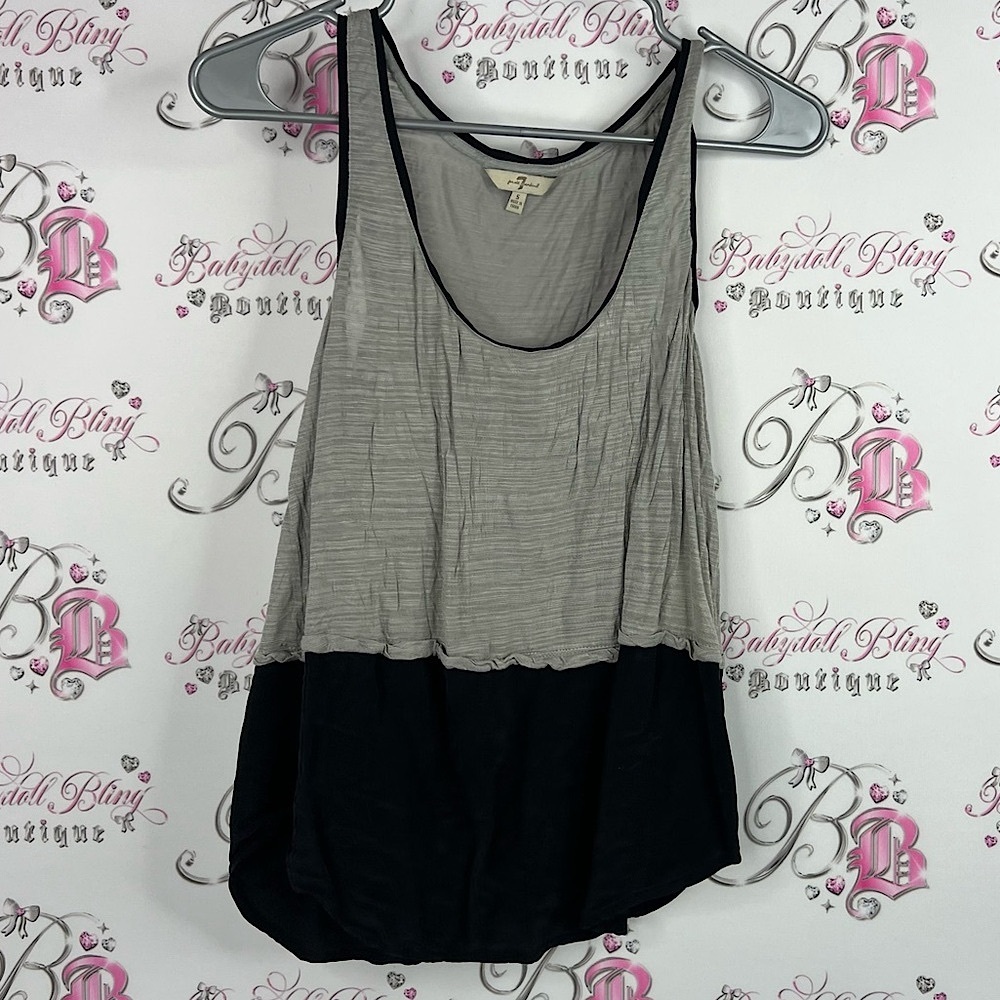 7 For All Mankind tank top half half flowy comfy Gray and Black Tank Top